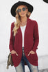 Pocket Knitted Solid Color Cardigan